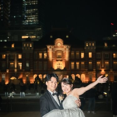 サンセットからナイトまでの東京駅を二人締め♡煌めく東京駅での撮影♪