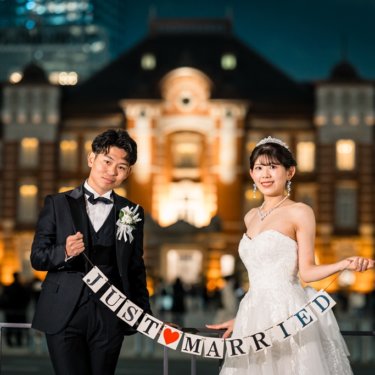 都会の夜景とクラシックな東京駅で残す、最高の前撮り写真